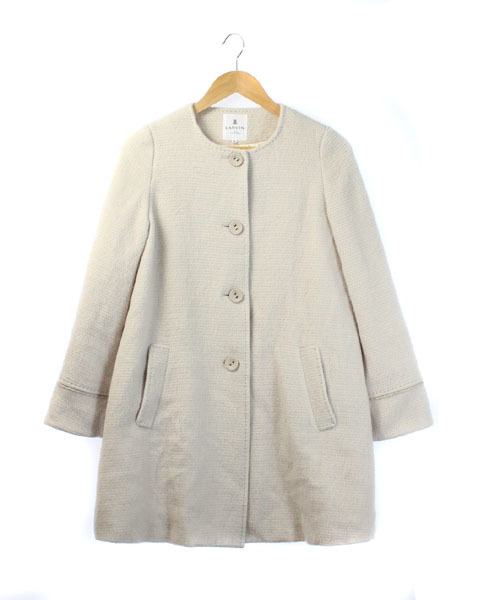 ランバンオンブルー LANVIN en Bleu コート ノーカラー ロング ウール 