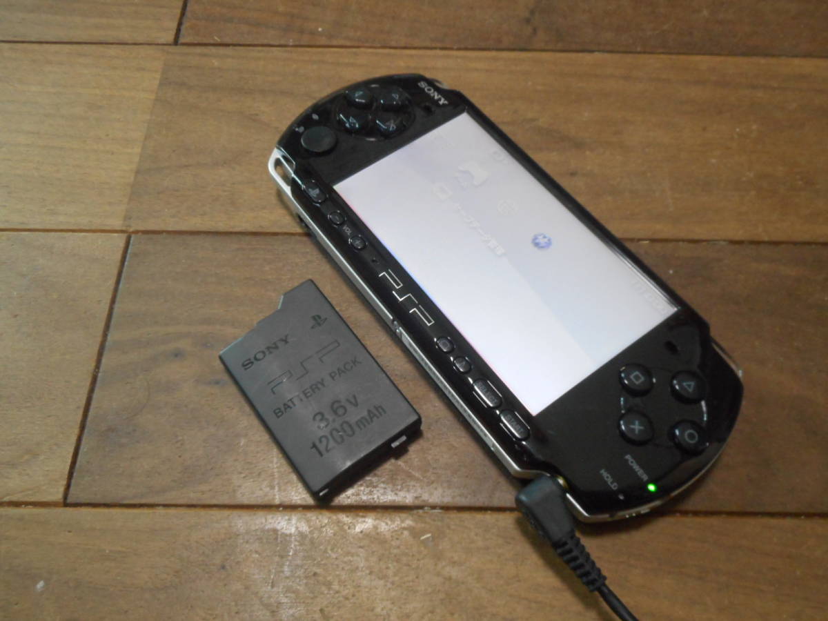 ⑦【完動品】PSP3000本体バッテリー付ピアノブラックFW6.60【動作良品1円スタート】
