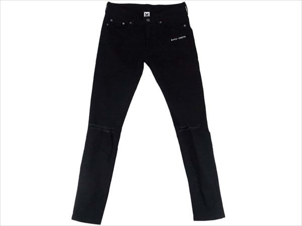【1円~】MYNE マイン skiny denim pants プリント スキニー 加工 17SS デニムパンツ ブラック系 M 【中古】 f80630701h0018ik09