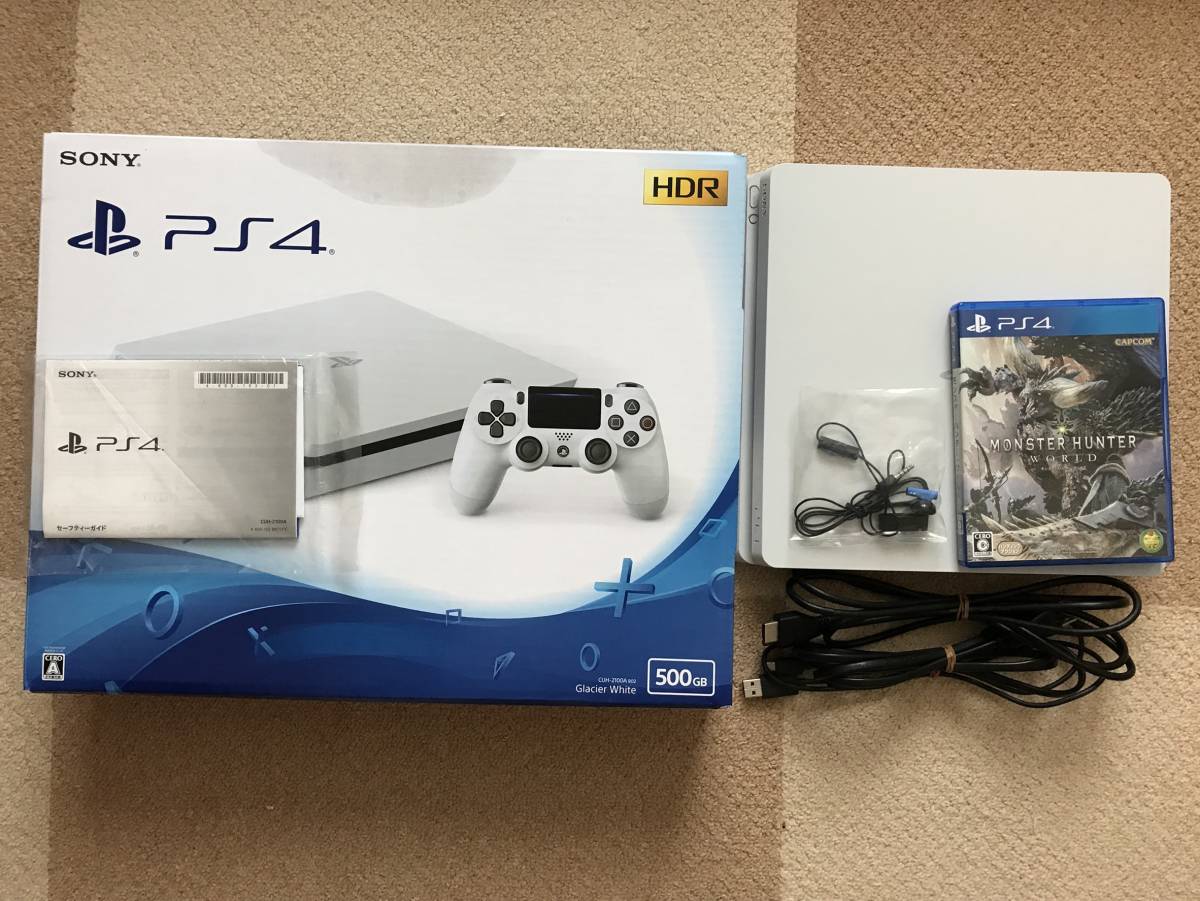 新型 PS4 PlayStation CUH-2100AB02 グレイシャー・ホワイト 500GB +