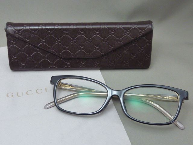 ◎ GUCCI/グッチ インターロッキングG 黒縁 度入り/メガネ/眼鏡/アイ