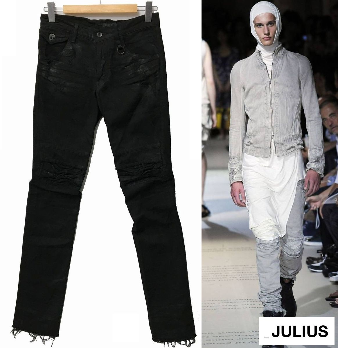 名作 美品 JULIUS ユリウス 10SS コーティング ダメージ加工 アークド 