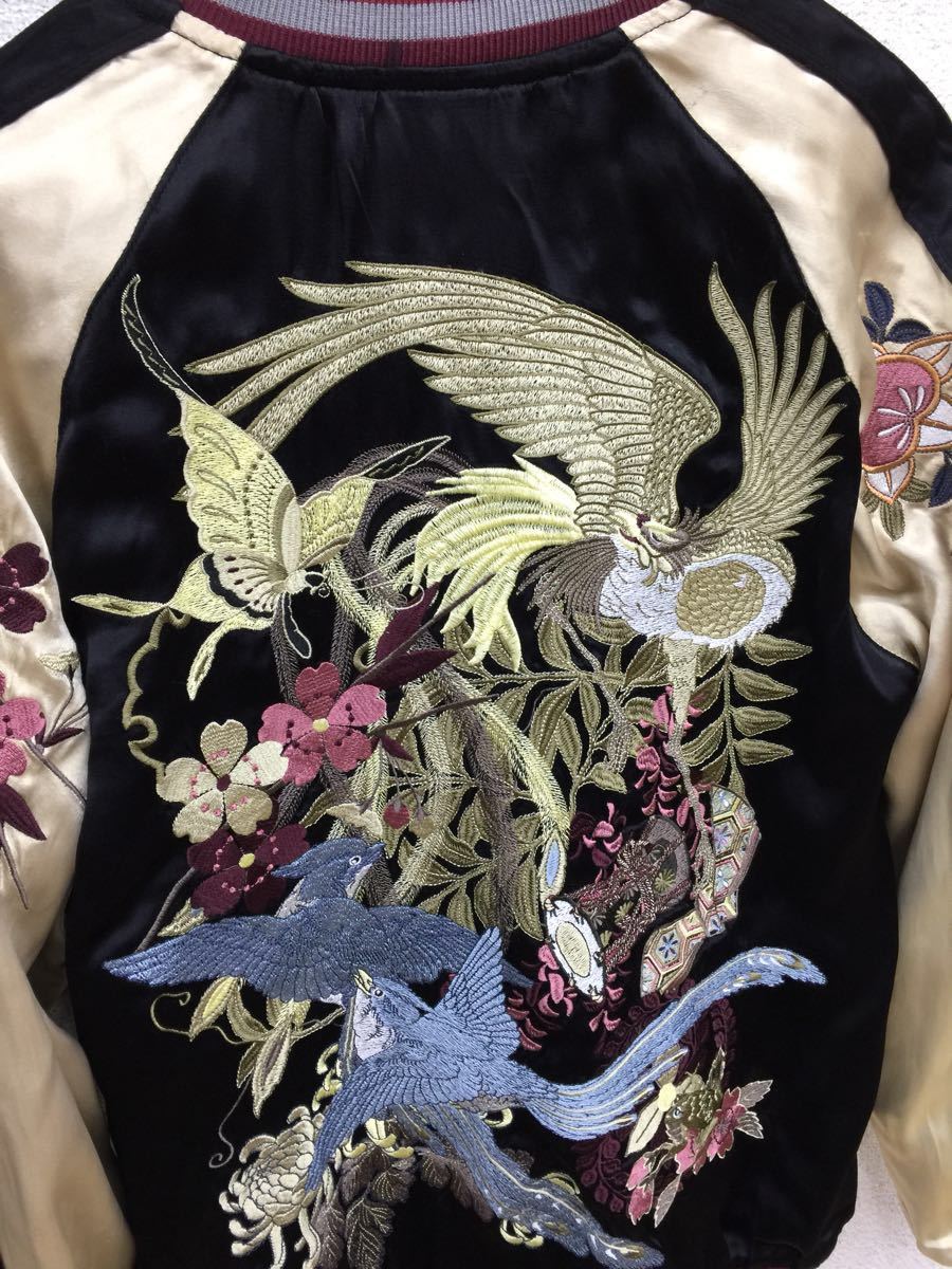 希少⁄美品HOSHIHIME 星姫 鳳凰&薔薇オール刺繍中綿ベロアスカジャン