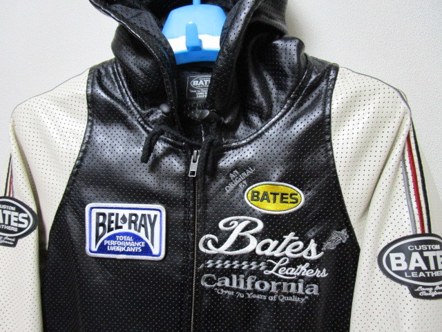美品 BATES 本革レザー フード ジャケット ブラック レザージャケット 中古・古着通販BATES フェイクレザー ブラック