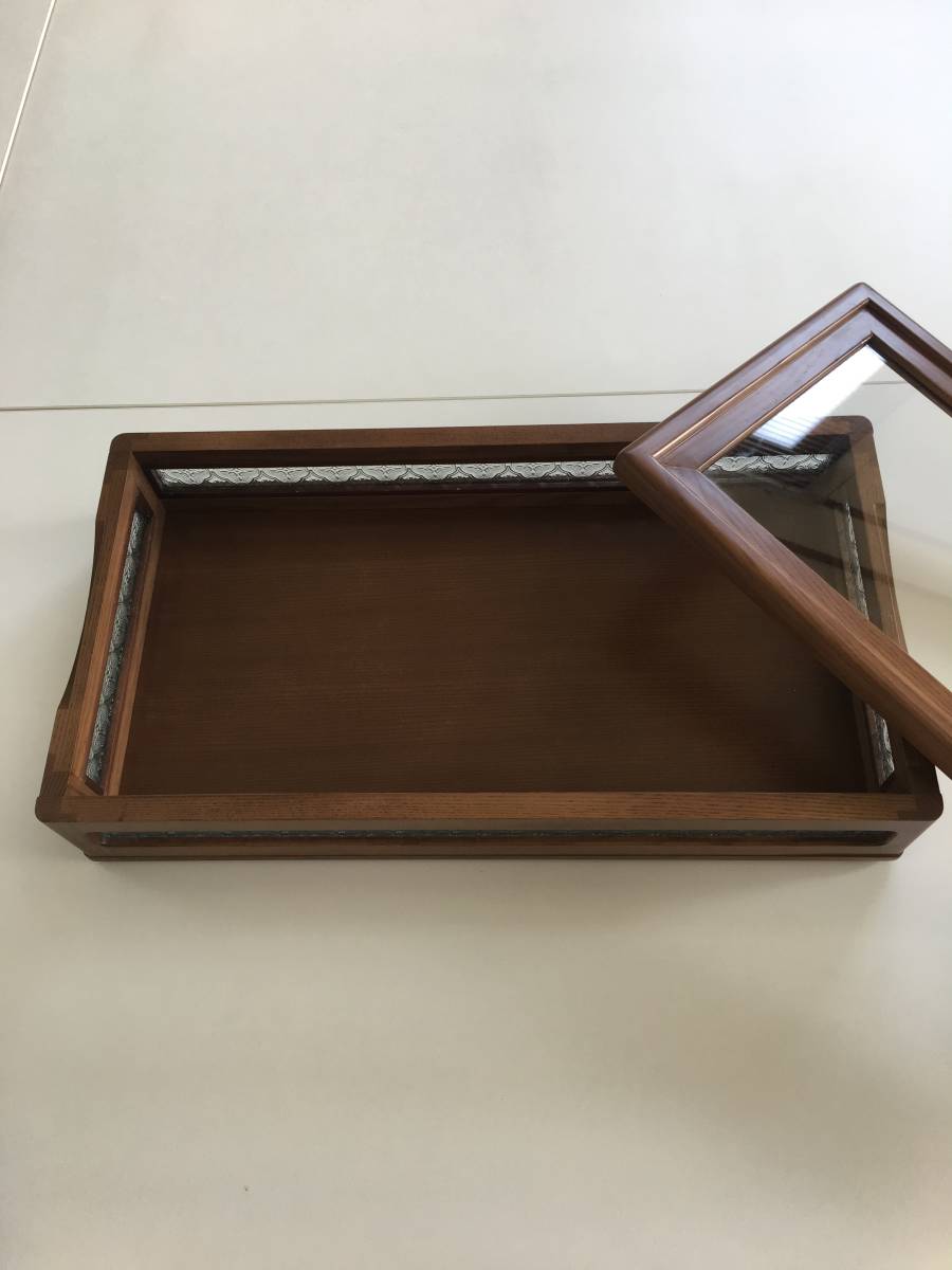 【中古】卓上コレクションケース 木製 ディスプレイケース ガラスボックス ブラウン_2