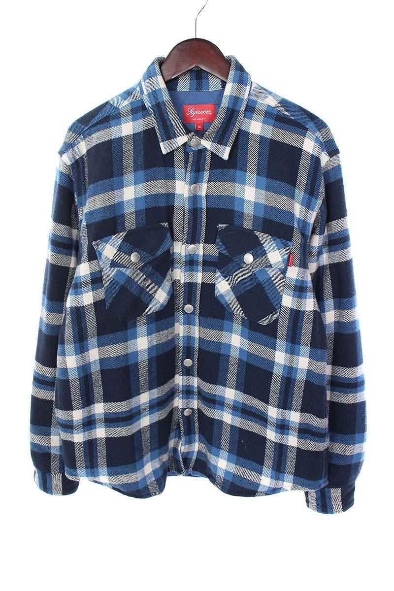 039081_1】シュプリーム SUPREME 17AW Quilted Arc Logo Flannel Shirt