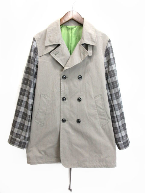 新品，人気セール フラボア FRAPBOIS コート ダブルボタン チェック 切替 2 グレー 180929R(コート)｜売買されたオークション情報、yahooの商品情報をアーカイブ公開 - オークファン 男性用