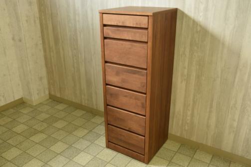 【新品　展示処分品】国産 オイル仕上げ アルダー材 7段 ハイチェスト 完成品 家具/1円/1スタ/赤字覚悟/収納 リビング 応接 0019215