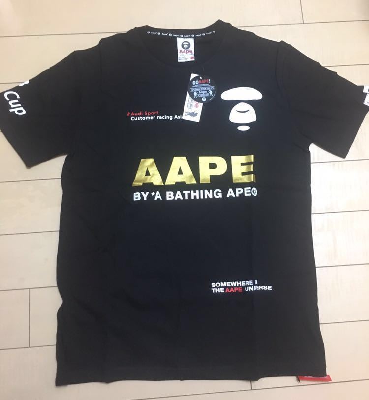 A APE アウディ AUDI コラボ Tシャツ 黒色 エイプ スポーツ 送料無料 