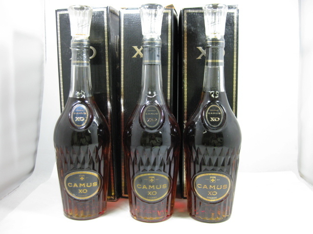 古酒【未開栓】CAMUS/カミュXO ロングネック 3本セット 箱付き 700ml