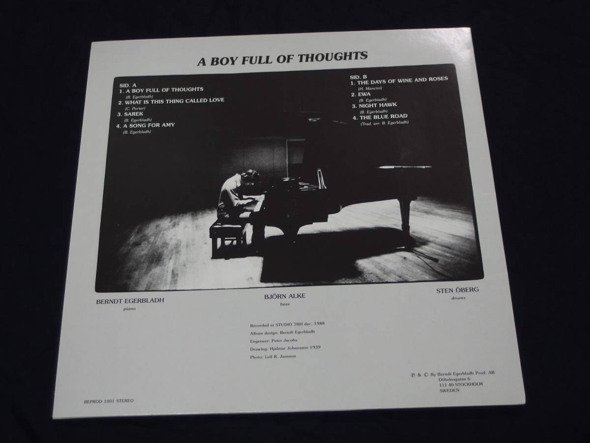 BERNDT EGERBLADH ◇ A BOY FULL OF THOUGHTS LP 澤野工房