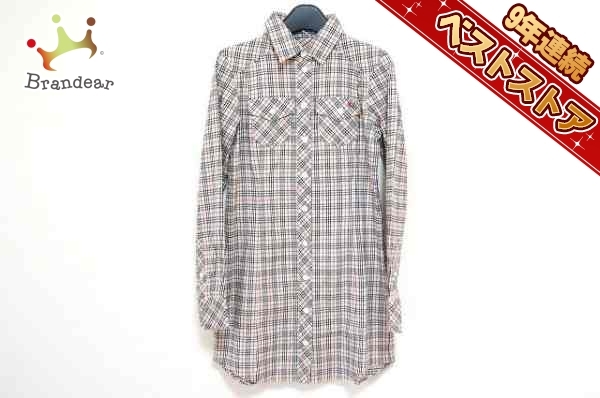 バーバリーブルーレーベル Burberry Blue Label トップス 長袖シャツブラウス サイズ36 S ベージュ×黒×マルチ レディース チェック柄