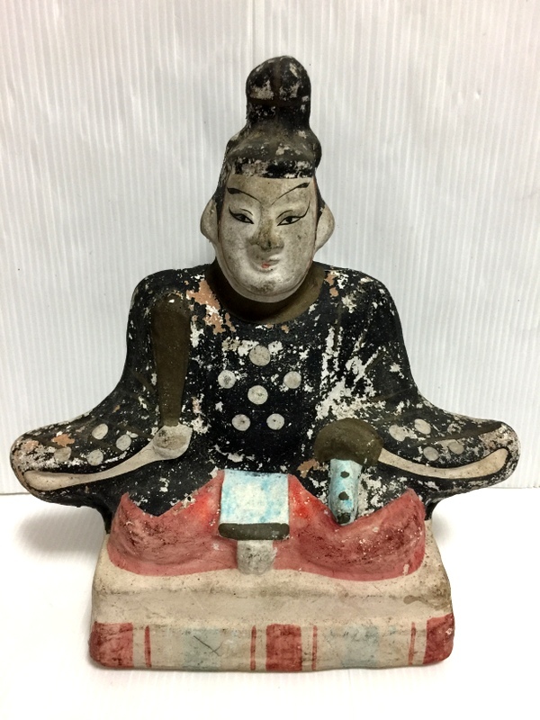 旧家 蔵出し 古い土人形 お内裏様 男雛 明治大正期 伏見堤人古賀土人形