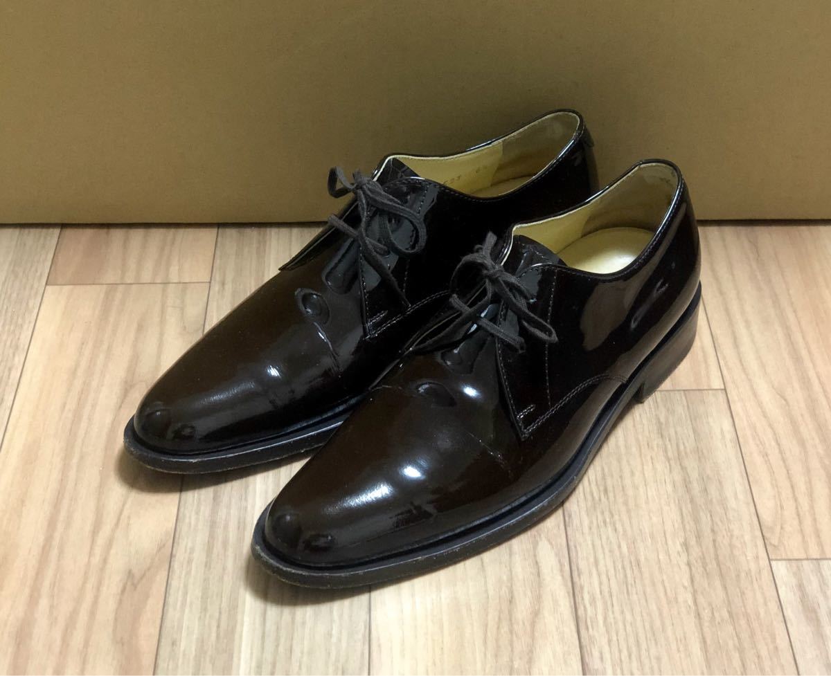 HELMUT LANG エナメル ドレスシューズ 6.5 牛革 パテントレザー ブラウン ヘルムートラング エナメルシューズ 茶 6 1/2 25.5 ～ 26cm 