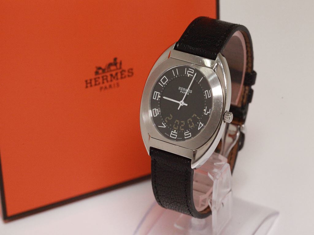 正規【HERMES/エルメス】エスパス ES1.710 スイス製 デジアナタイプ 黒