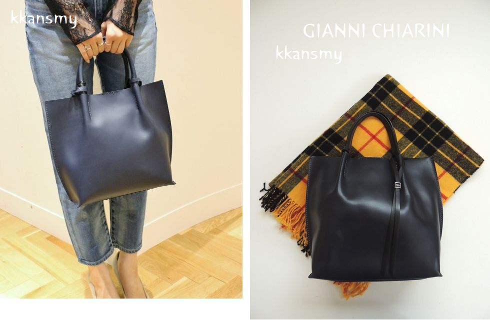 GIANNI CHIARINIジャンニキャリーニ*ポーチ付レザートートバッグ 