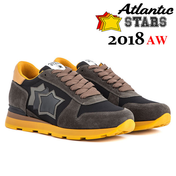 【126】Atlantic STARS アトランティックスターズ 新品本物 18AW Sirius グレー×イエローブラウン スニーカー size 42 [NAA-05N]