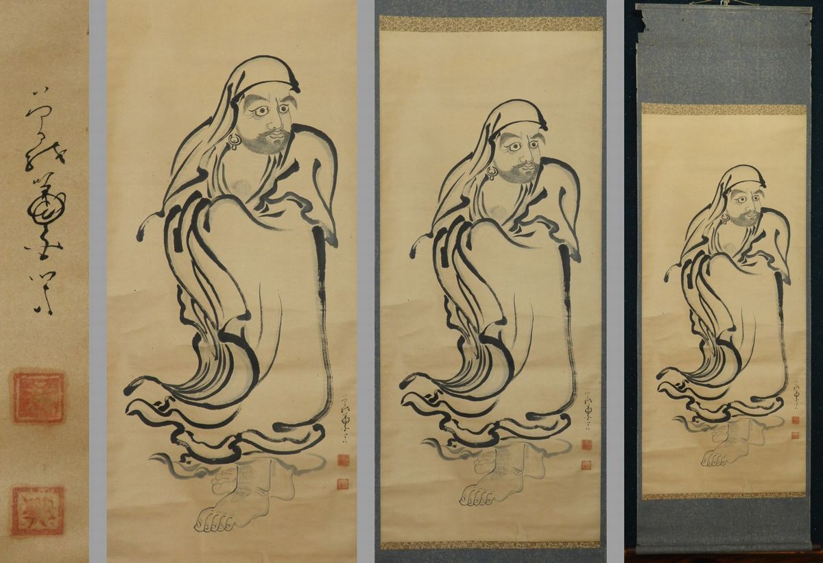Yahoo!オークション 真作□曽我蕭白画□良寛賛□人物図画賛大幅□肉筆