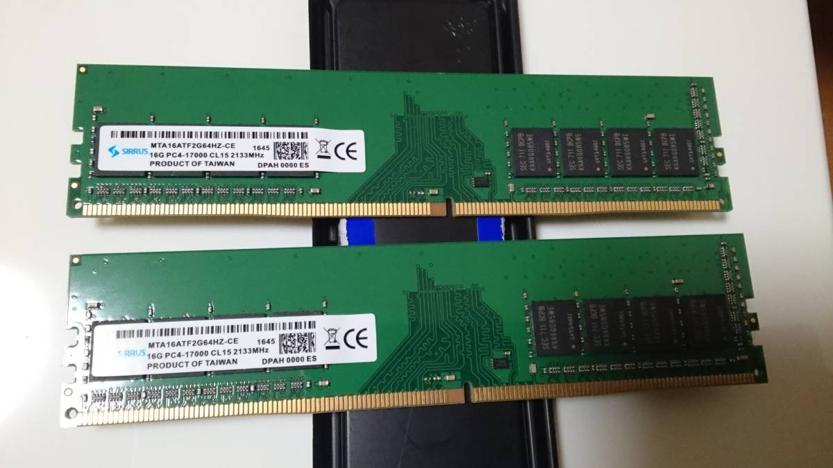 Crucial 16GB DDR4-2133 メモリ 2枚（1枚はジャンク） ジャンク品 メモリー DDR4-2133 16GB二枚 コンピュータ パーツ 【公式