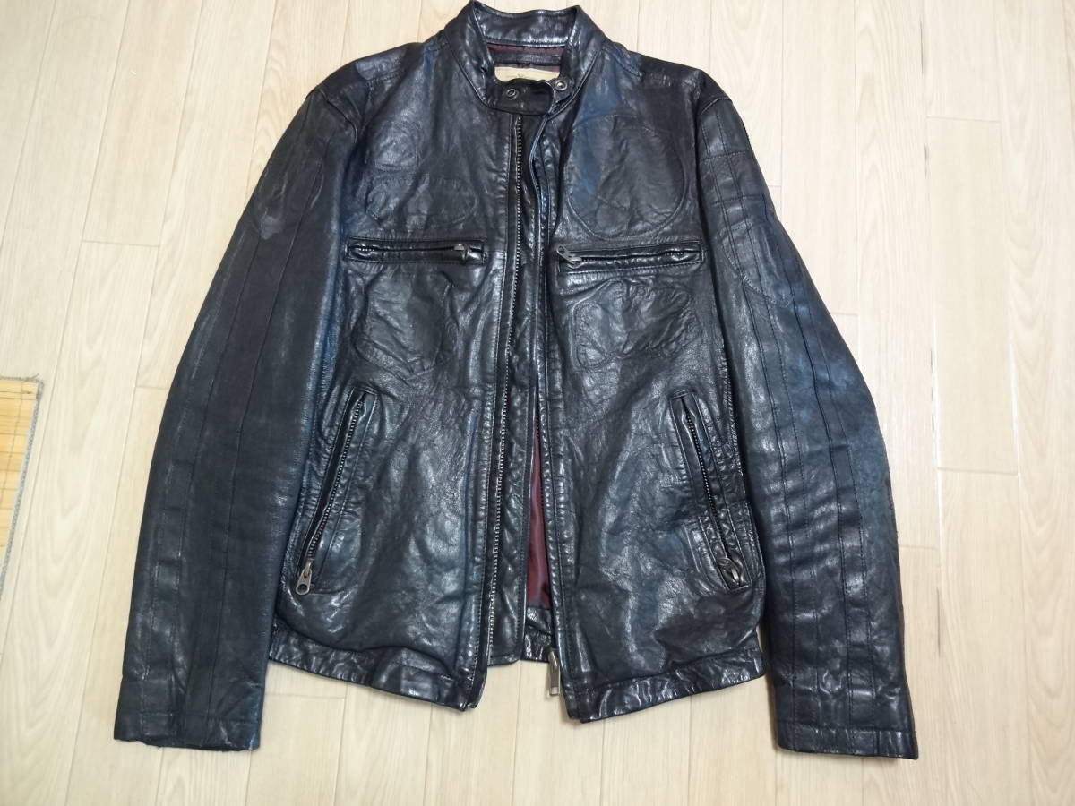 AVIREX アヴィレックス/シングルライダースJK/ヴィンテージ加工/サイズ