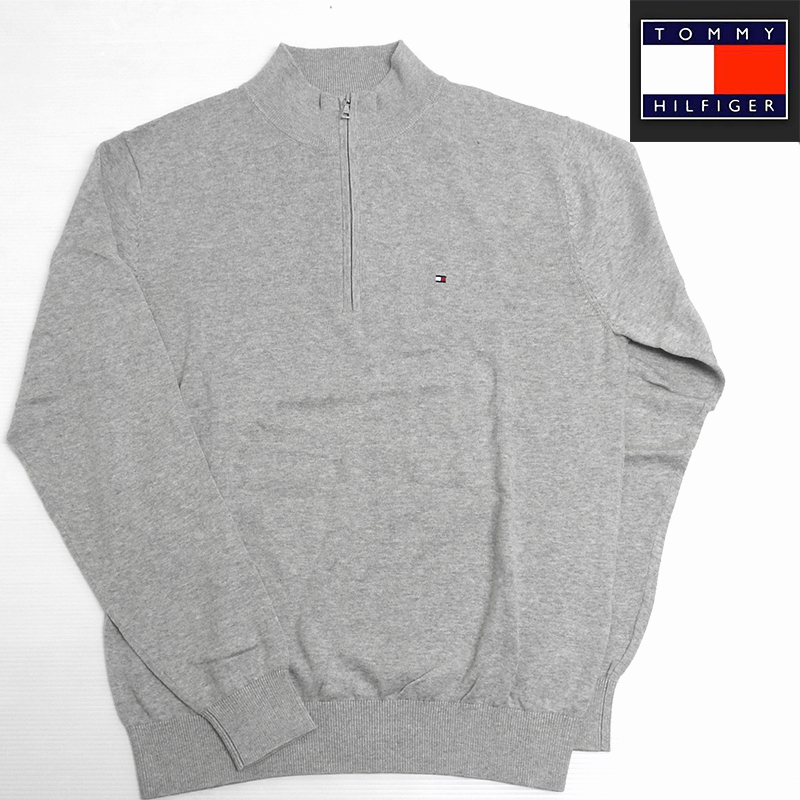 トミーヒルフィガー ゴルフ メンズ 1/4 ジップ セーター ハーフジップ ゴルフウエア ゴルフウェア グレー TOMMY HILFIGER GOLF　Lサイズ