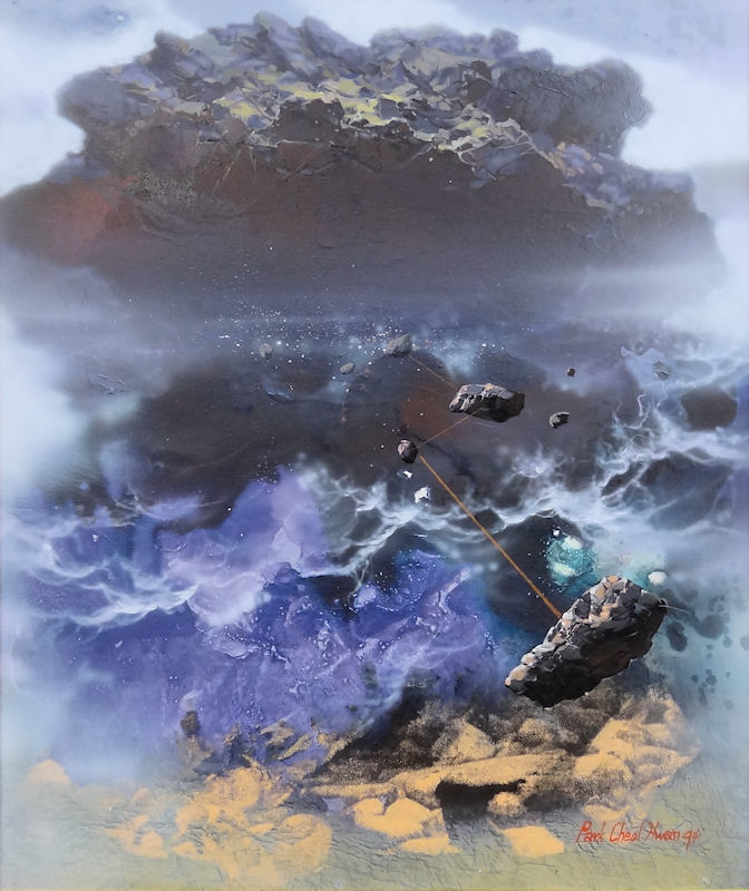 ☆素敵な作品です 作者不詳韓国作家？ Park Cheol Hwan アクリル画10