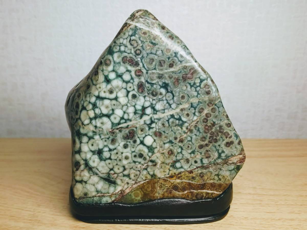 孔雀石 原石 菊花石 水石 置物 岐阜根尾谷産の孔雀菊花石を
