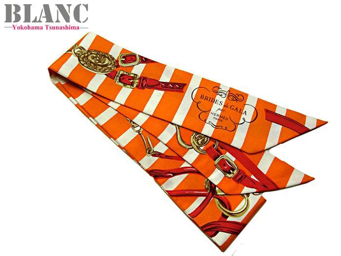  エルメス ツイリー バッグアクセサリー Brides de GALA オレンジ系&times;ホワイト シルク100％ HERMES 横浜BLANC(スカーフ)｜売買されたオークション情報、yahooの商品情報をアーカイブ公開 - オークフ 服飾小物