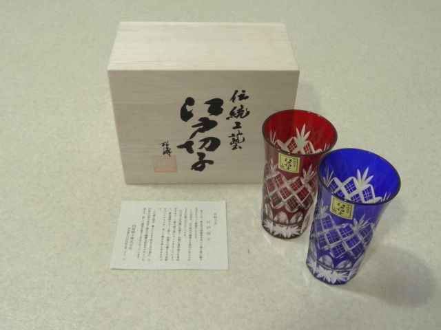  田島硝子 伝統工芸 江戸切子 重ね矢来 一口 ペア ビール 937-3236 元箱 ガラス グラス 2 セット(工芸ガラス)｜売買されたオークション情報、yahooの商品情報をアーカイブ公開 - オークファン 工芸ガラス