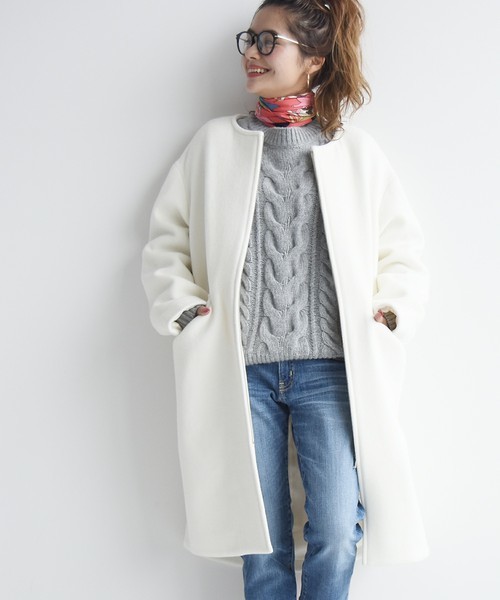 & Spick Span スピックアンドスパン フロントZIPカラーレスコート ノー 