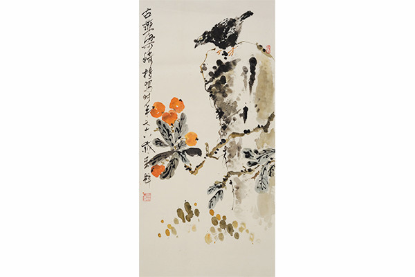 中国美術 唐物 掛軸 掛け軸 名画 肉筆保証 紙本鏡心 （梁崎）指画花鳥
