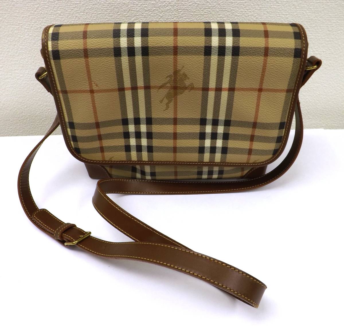 【美品】BURBERRY バーバリー レザー ノバチェック ショルダー バッグ 