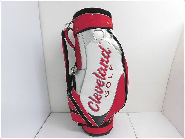 【美品】クリーブランド キャディバッグ 5分割 中古 クリーブランド キャディバッグ 5分割 レッド×ホワイト