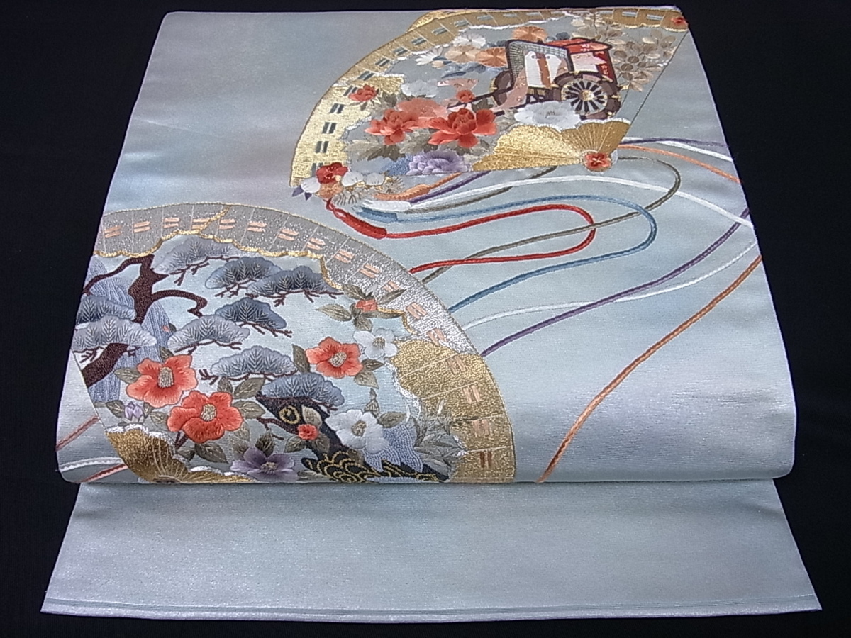 定番，格安 ヤフオク ベストストア受賞店 花美人着物 極上 六通太鼓柄袋帯 総刺繍 扇面御所車文 金銀糸 逸品ｇ1532(仕立て上がり)｜売買されたオークション情報、yahooの商品情報をアーカイブ公開 - オー 仕立て上がり