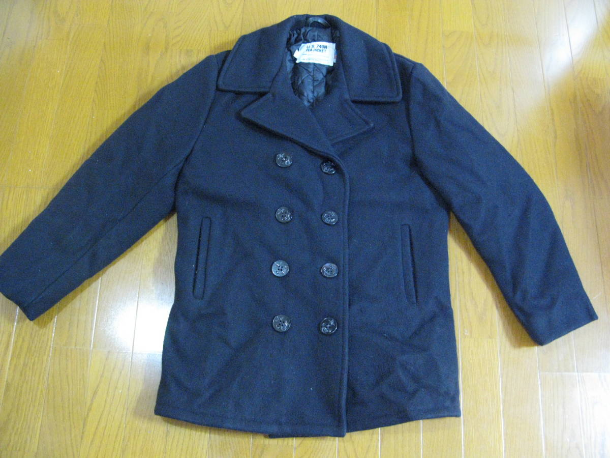 SCHOTT ショット Pコート ピーコート U.S.740N 黒 ブラック サイズ38 実寸値説明文に記載 USA製 Made in USA 中古 格安 送料無料