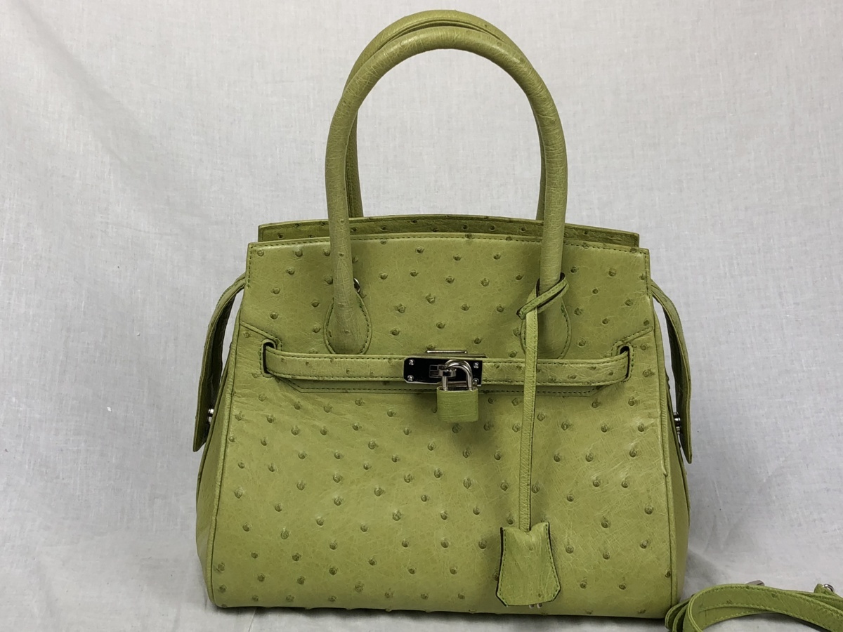 rmm】 JRA認定 オーストリッチ レザー 2way ハンドバッグ ショルダー