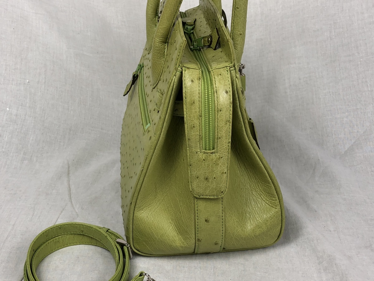 rmm】 JRA認定 オーストリッチ レザー 2way ハンドバッグ ショルダー
