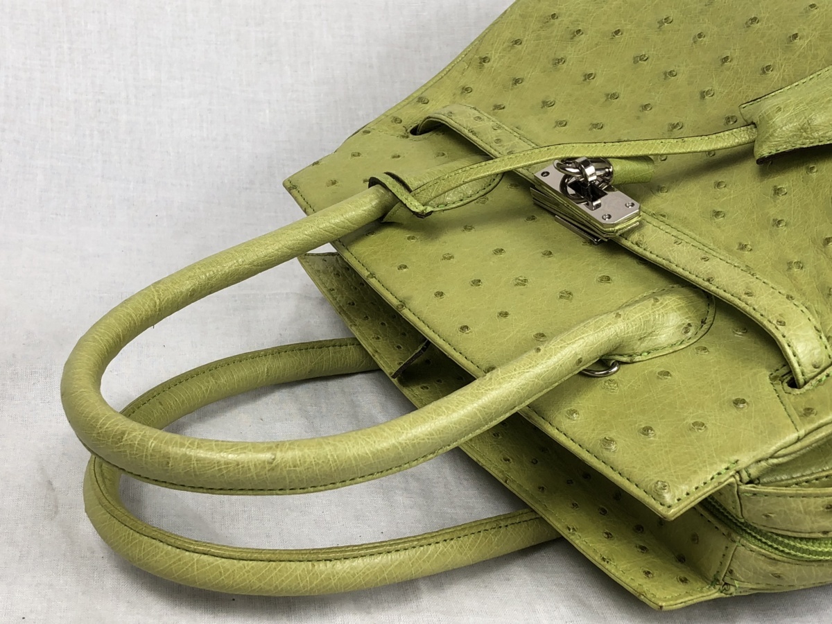 rmm】 JRA認定 オーストリッチ レザー 2way ハンドバッグ ショルダー