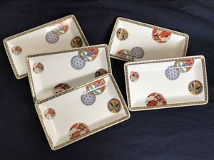 庫山窯 手毬 色絵手まり 銘々皿 5枚 直径 約16.5㎝ 高さ 約2.7㎝ 取り