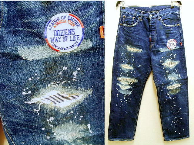即決 [S]ほぼ新品 WTAPS 08AW BLUES TRASH ワッペン リペア レザー切替 