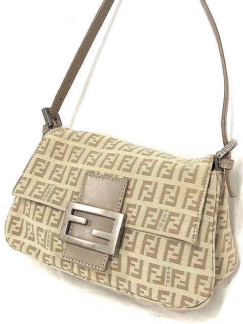 美品】FENDI フェンディ ズッカ柄 ハンドバッグ ベージュ系 レディース
