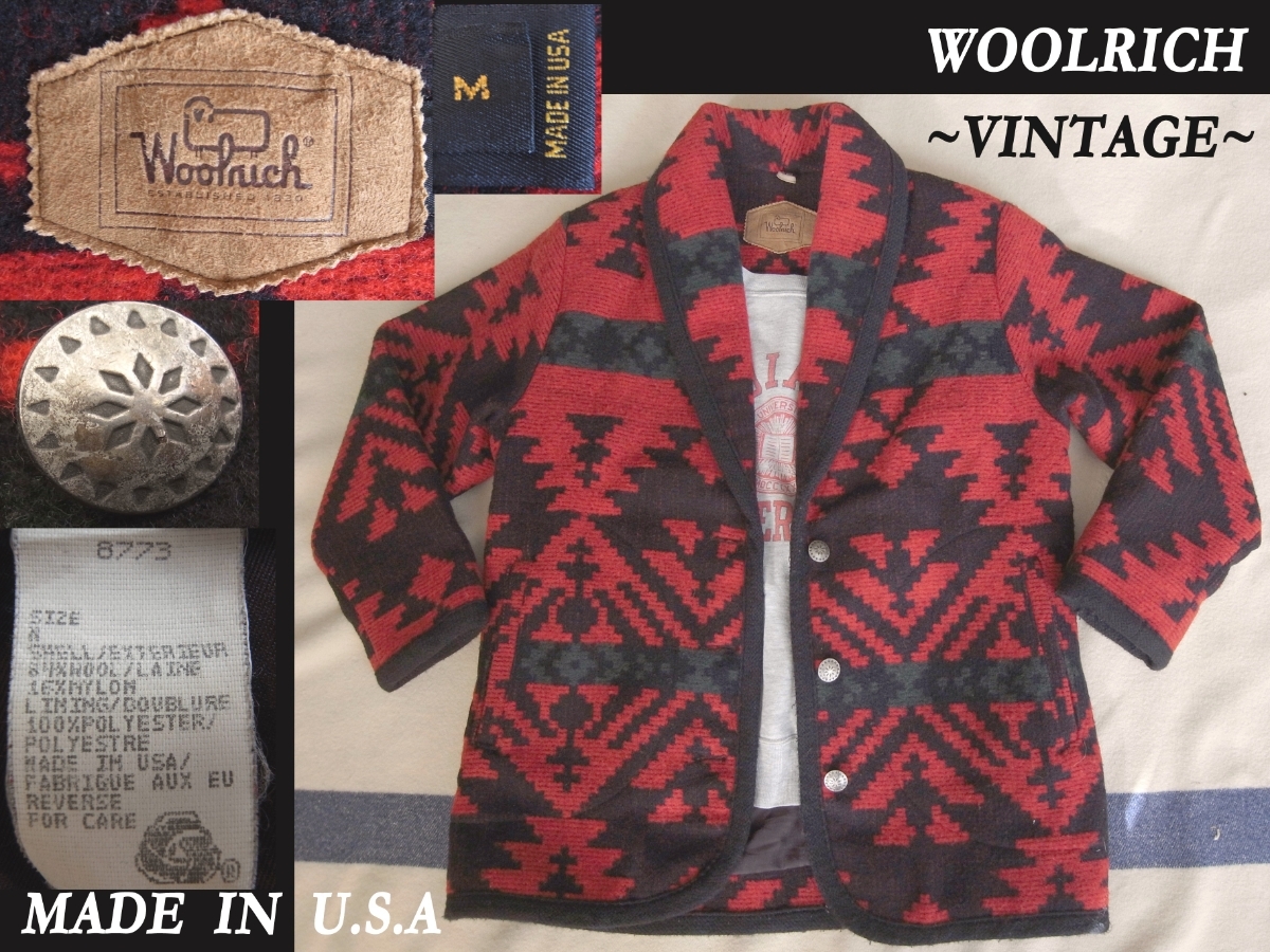 希少☆美品☆USAアメリカ製 70s80sビンテージ WOOLRICH ネイティブ柄 