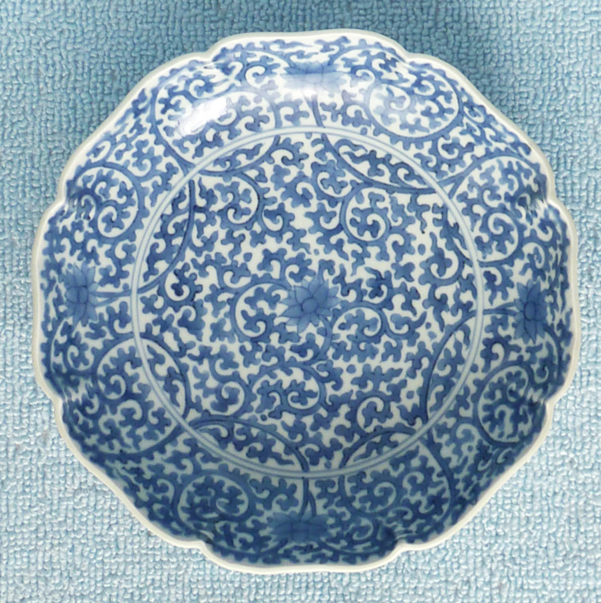 伊万里染付蛸唐草輪花中皿5枚 [B29385] 古伊万里染付