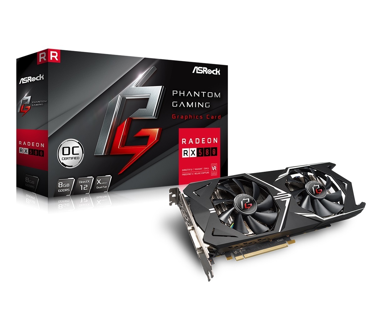 ほぼ新品 ASRock Phantom Gaming X Radeon RX580 8G OC VRにも最適!最大5画面出力が可能!話題のオンラインゲームもこれで! ◆R017223 WH