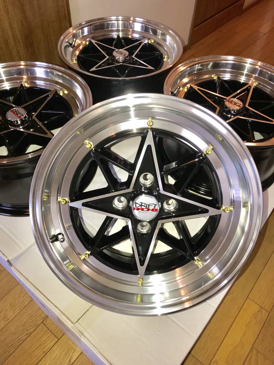 旧車系デザインホイール 15×8J・＋20・PCD100 深リム 4本セット