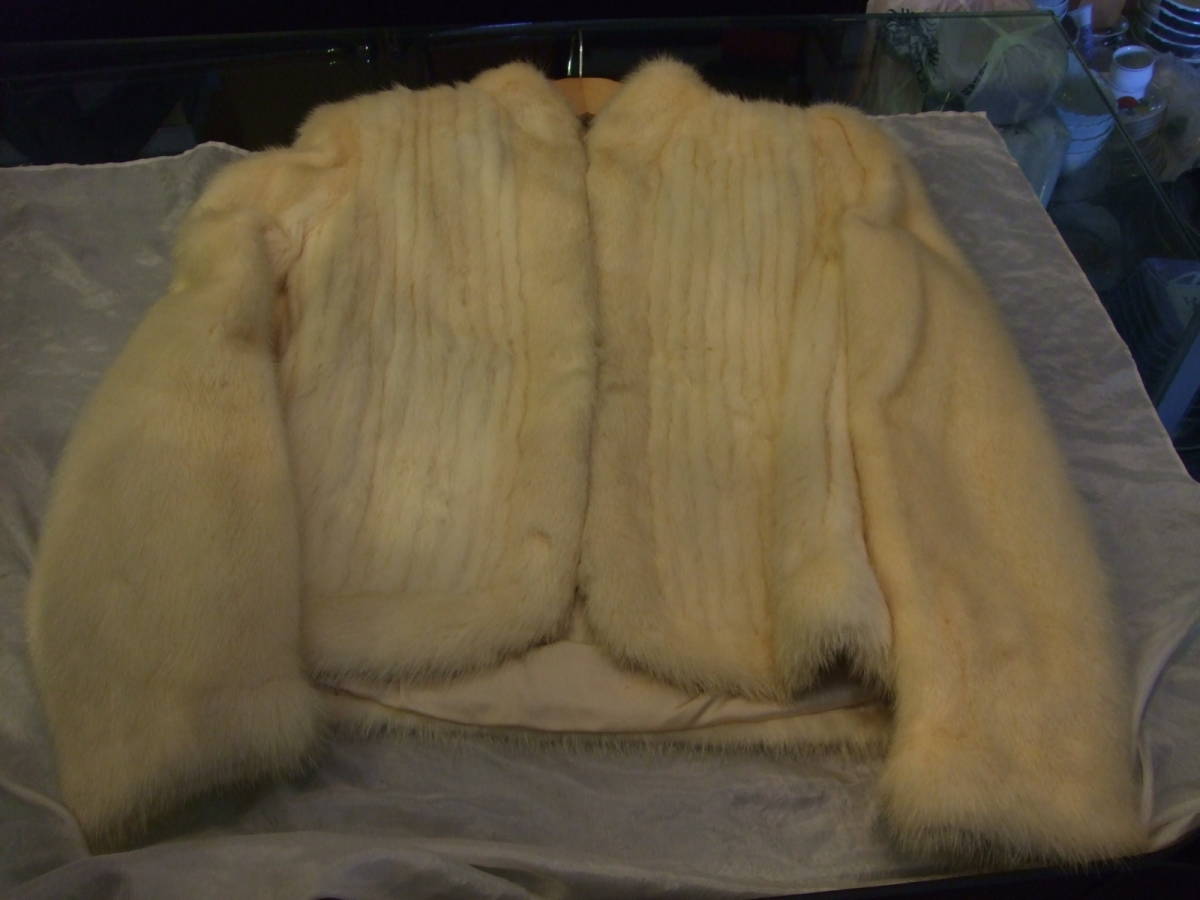 □LUPIAN FUR 高級ホワイトミンクファーショートコート 