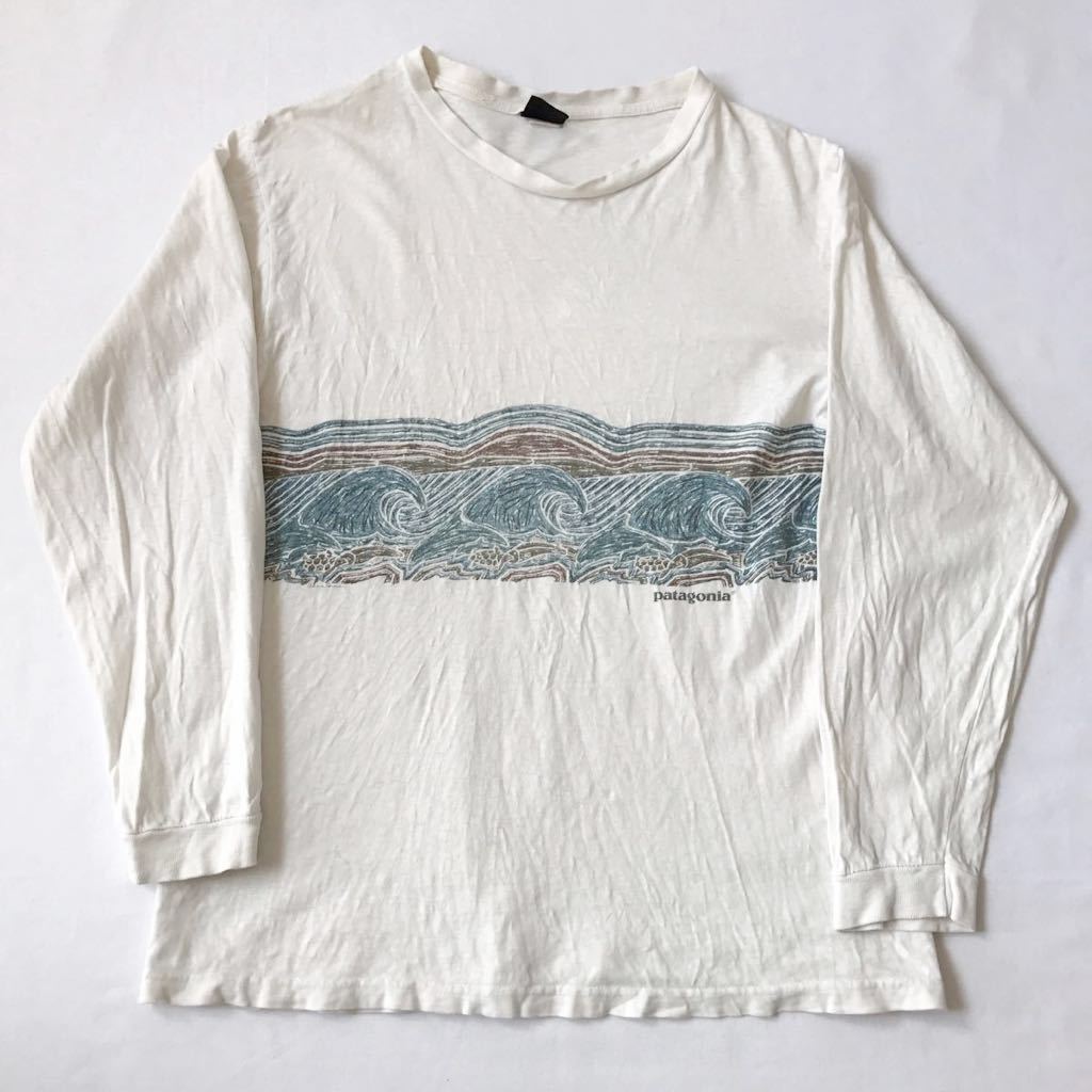 90s Patagonia (MINGLED DESTINIES SHARED HABITAT) 長袖 Tシャツ S 白 USA製 ビンテージ 90年代 パタゴニア ロングスリーブ アメリカ製