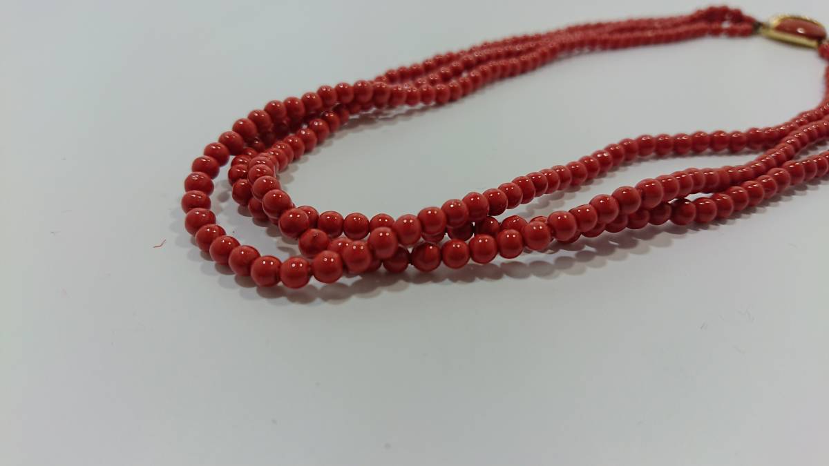 オンラインで最も安い ◇◇アクセサリー 珊瑚？ 3連 ネックレス 赤珠