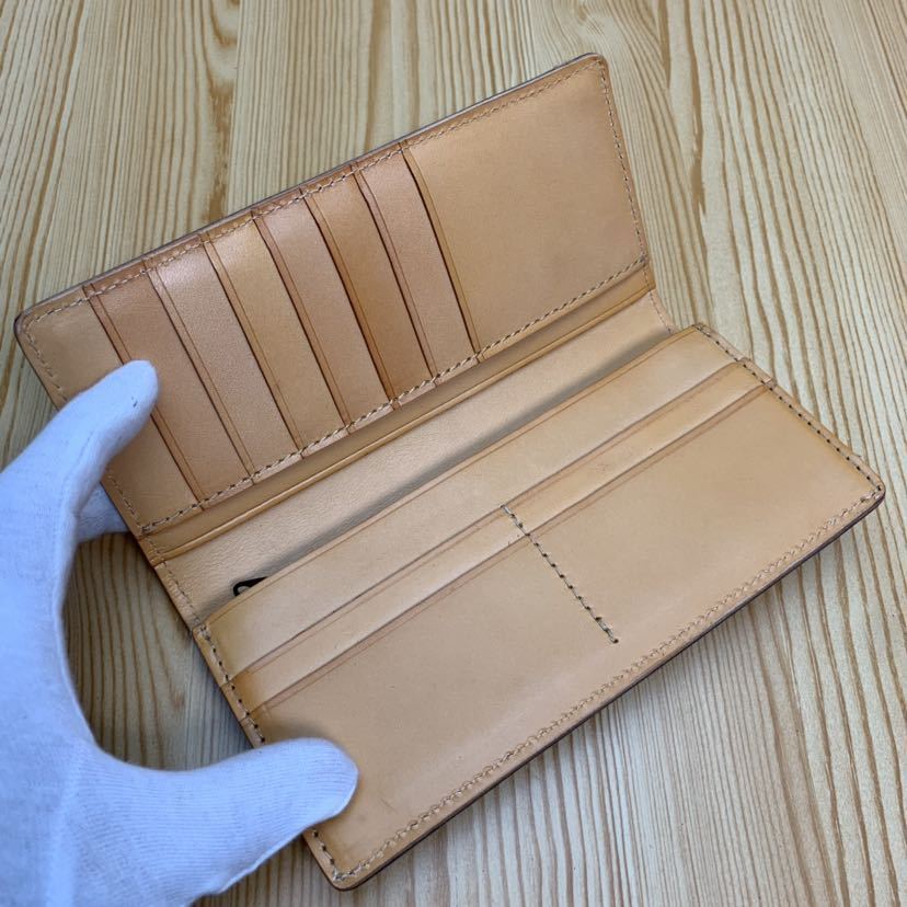ブライドルレザー メンズ | ヌメ革 ロングウォレット 二つ折り長財布