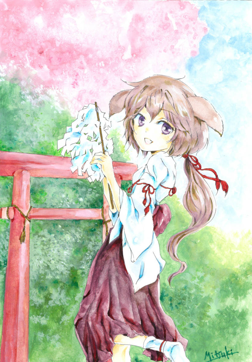 水彩 オリジナル手描きイラストボードa４サイズ うさぎ耳の巫女 手描きイラスト 売買されたオークション情報 Yahooの商品情報をアーカイブ公開 オークファン Aucfan Com